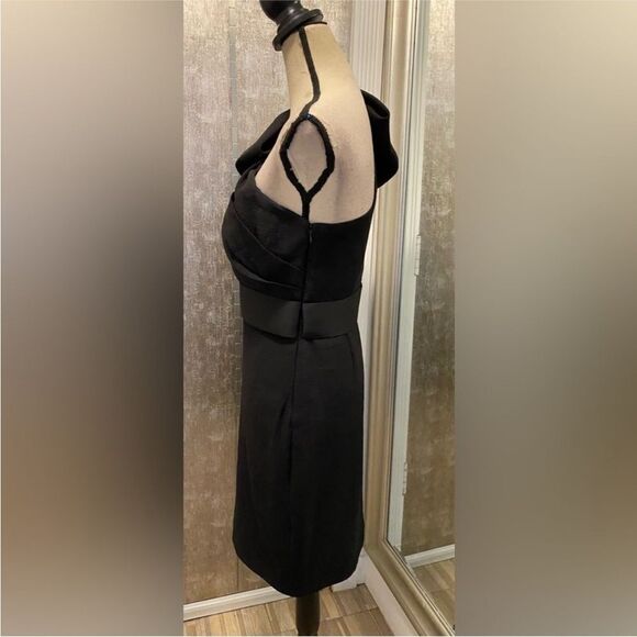 Marchesa Notte Elegant Black One-Shoulder bow detailed miniDress, US4 - Picture 3 of 12